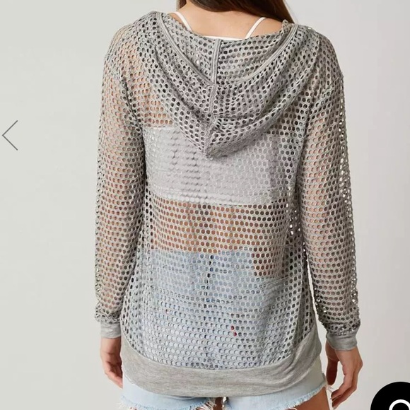 Laser cut Beach hoodie from Buckle High low hem Gray USA Made Small - Picture 2 of 16